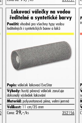 Lakovací válečky na vodou ředitelné a syntetické barvy