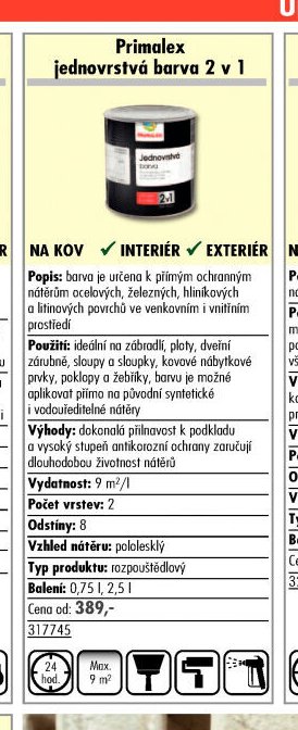 Primalex jednovrstvá barva 2 v 1