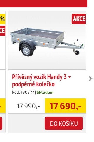 Přívěsný vozík Handy 3 + podpěrné kolečko