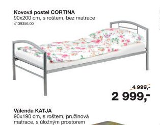 Kovová postel CORTINA