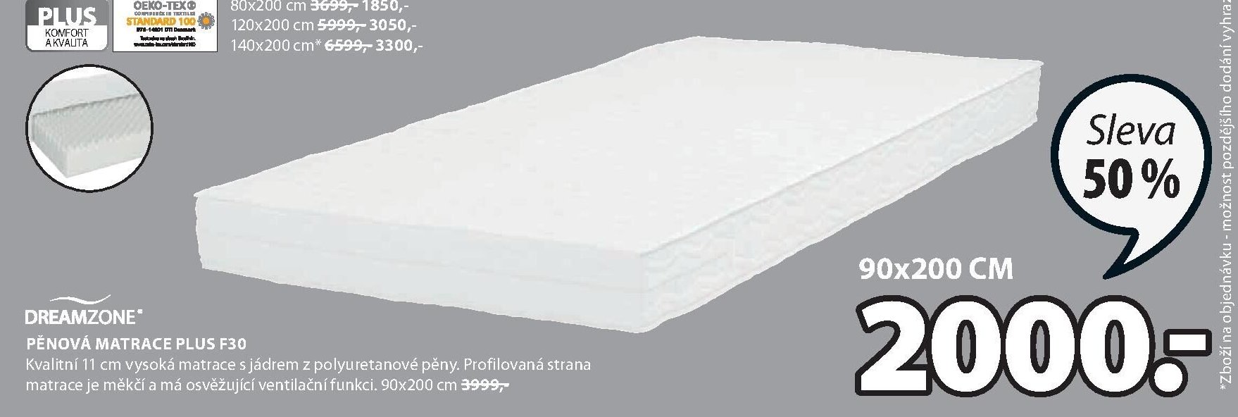 DREAMZONE PĚNOVÁ MATRACE PLUS F30