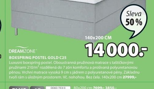 DREAMZONE BOXSPRING POSTEL GOLD C25