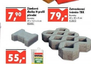 Zámková dlažba H-profil přírodní