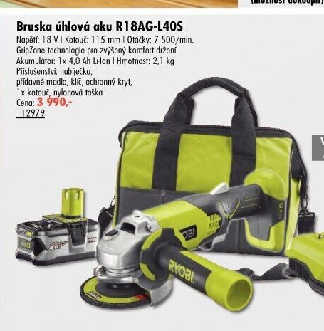 Bruska úhlová aku R18AG-L40S