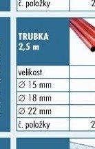 Rozvody měď - Trubka 2,5 m
