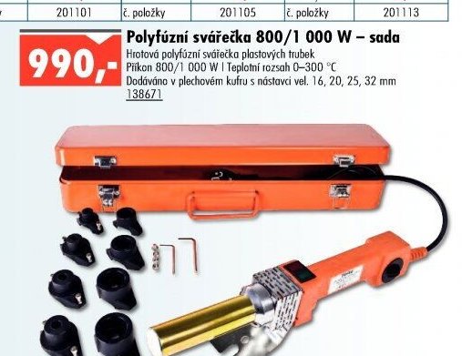 Polyfúzní svářečka 800/1 000 W