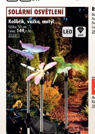 SOLÁRNÍ OSVĚTLENÍ Kolibřík, vážka, motýl