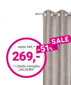 Závěs s kroužky VELOURS