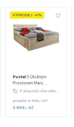 Postel S Úložným Prostorem Mars