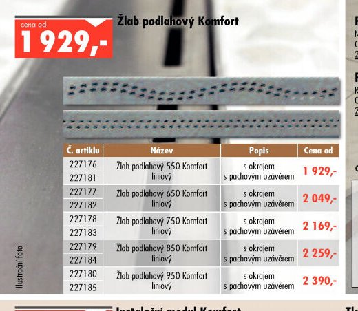 Žlab podlahový Komfort
