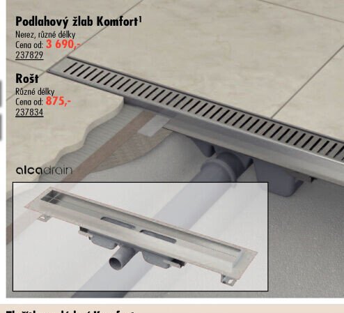 Podlahový žlab Komfort
