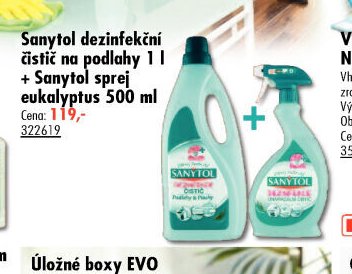 Sanytol dezinfekční čistič na podlahy 1 l + Sanytol sprej eukalyptus 500 ml