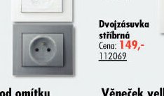 Dvojzásuvka stříbrná