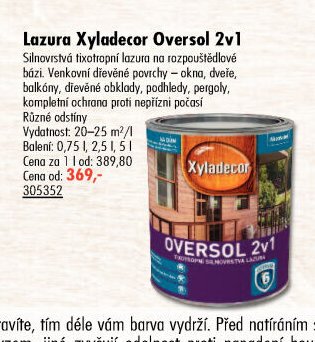 Lazura Xyladecor Oversol 2v1