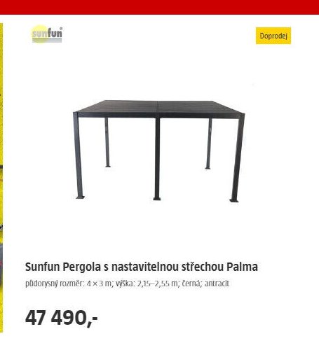 Sunfun Pergola s nastavitelnou střechou Palma