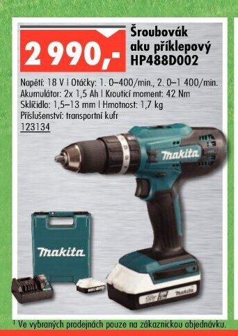 Šroubovák aku příklepový HP488D002