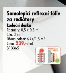 Samolepicí reflexní fólie za radiátory