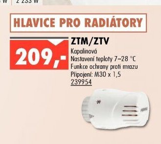 Hlavice pro radiátory ZTM/ZTV