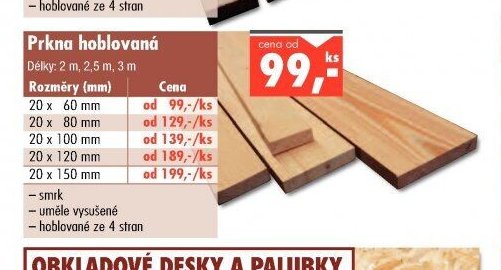 Prkna hoblovaná