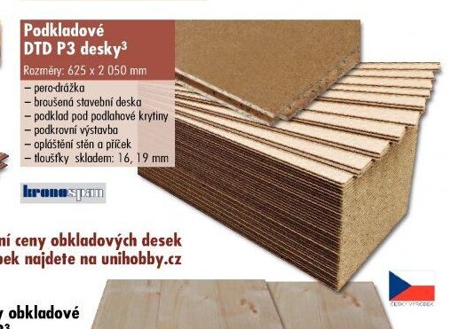 Podkladové DTD P3 desky
