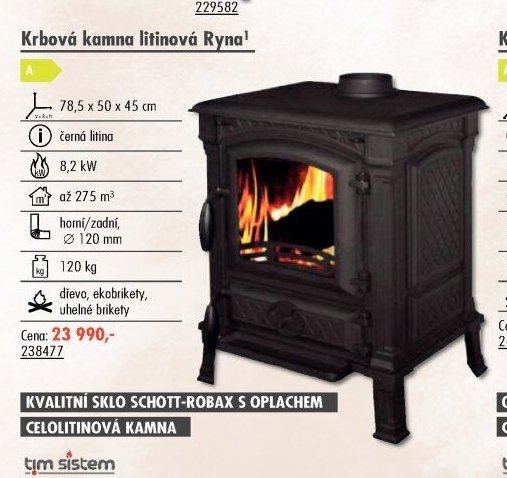 Krbová kamna litinová Ryna