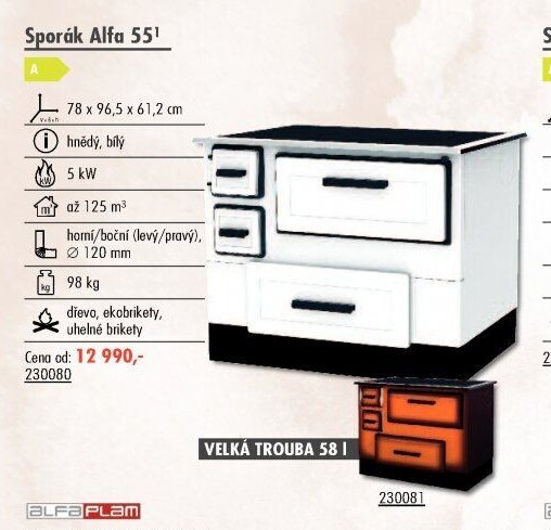 Sporák Alfa 55