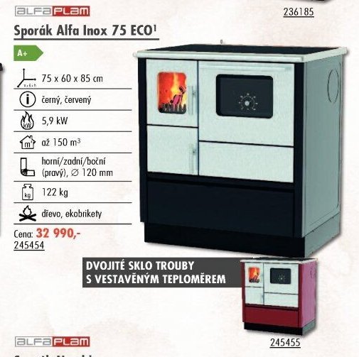 Sporák Alfa Inox 75 ECO