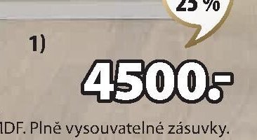 1) Komoda, 4 zásuvky