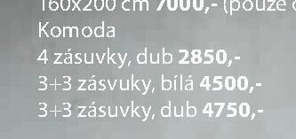 Komoda 4 zásuvky, bílá