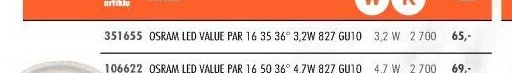 OSRAM LED VALUE PAR 16 35 36° 3,2W 827 GU10