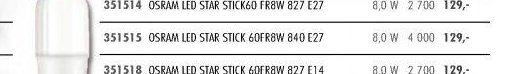OSRAM LED STAR STICK 60FR8W 840 E27