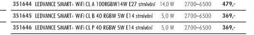 LEDVANCE SMART+ WiFi CL B 40 RGBW 5W E14 stmívání