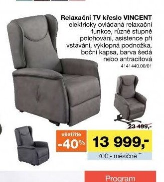 Relaxační TV křeslo VINCENT