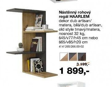 Nástěnný rohový regál HAARLEM