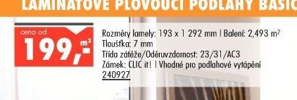 Laminátové plovoucí podlahy Basic 7mm