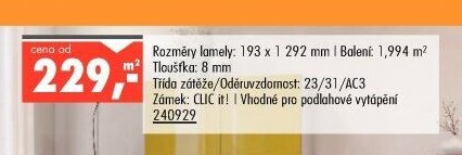 Laminátové plovoucí podlahy Basic 8mm