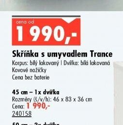 Skříňka s umyvadlem Trance 45 cm