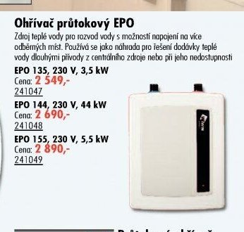 Ohřívač průtokový EPO