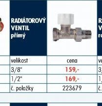 RADIÁTOROVÝ VENTIL přímý