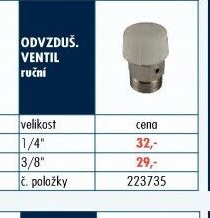 ODVZUŠ. VENTIL ruční