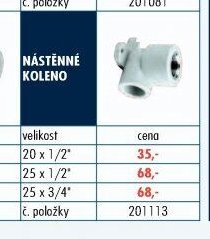 NÁSTĚNNÉ KOLENO