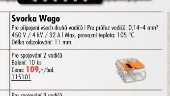 Svorka Wago (2 vodiče, 10ks)