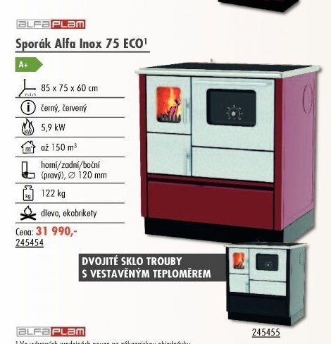 Sporák Alfa Inox 75 ECO