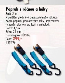 Popruh s ráčnou a háky