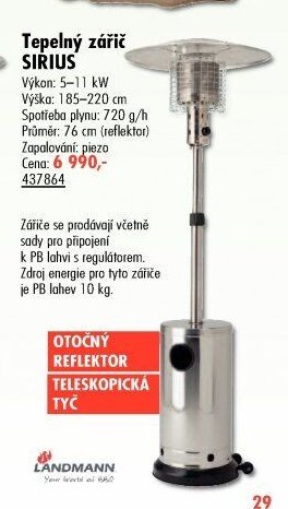 Tepelný zářič SIRIUS