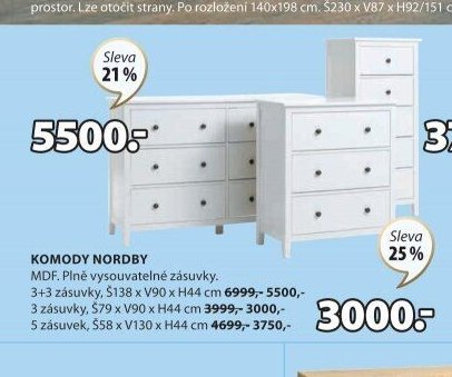 Komoda NORDBY 3+3 zásuvky