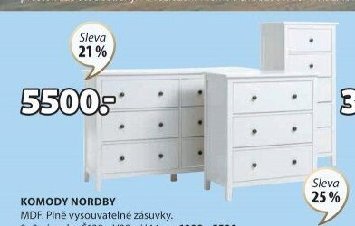 Komoda NORDBY 3+3 zásuvky