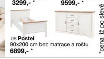 Postel 90x200 cm bez matrace a roštu