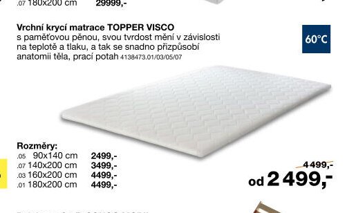 Vrchní krycí matrace TOPPER VISCO