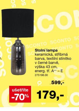 Stolní lampa keramická, stříbrná